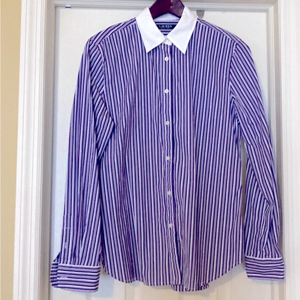 Ralph Lauren Purple Striped Button Down Shirt
